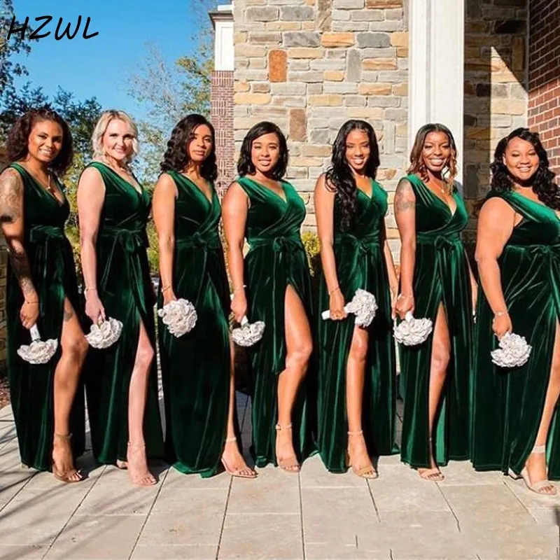 African Velvet Mermaid Bridesmaid Dresses Long V Neck Front Split Sexy Wedding Guest Dress Plus Size Maid Of Honor Vestidos
African Velvet Mermaid Bridesmaid Dresses Long V Neck Front Split Sexy Wedding Guest Dress Plus Size Maid Of Honor Vestidos
