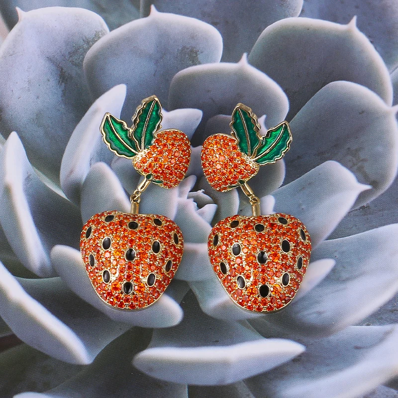 VERY GIRL New Vivid Fruit Design Earring Paved Cubic Zirconia for Women Jewelry Luxury Wedding Engagement 925 Pin Drop Earring
VERY GIRL New Vivid Fruit Design Earring Paved Cubic Zirconia for Women Jewelry Luxury Wedding Engagement 925 Pin Drop Earring