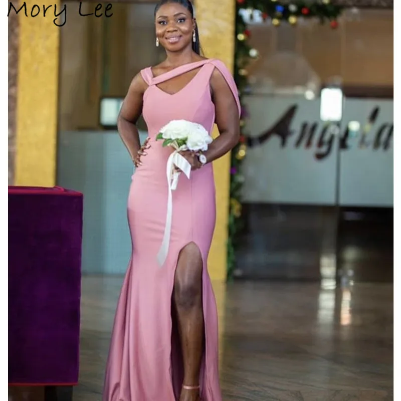 Женское атласное платье с юбкой-годе, розовое плиссированное платье до пола, со шлейфом и молнией сзади 
Женское атласное платье с юбкой-годе, розовое плиссированное платье до пола, со шлейфом и молнией сзади