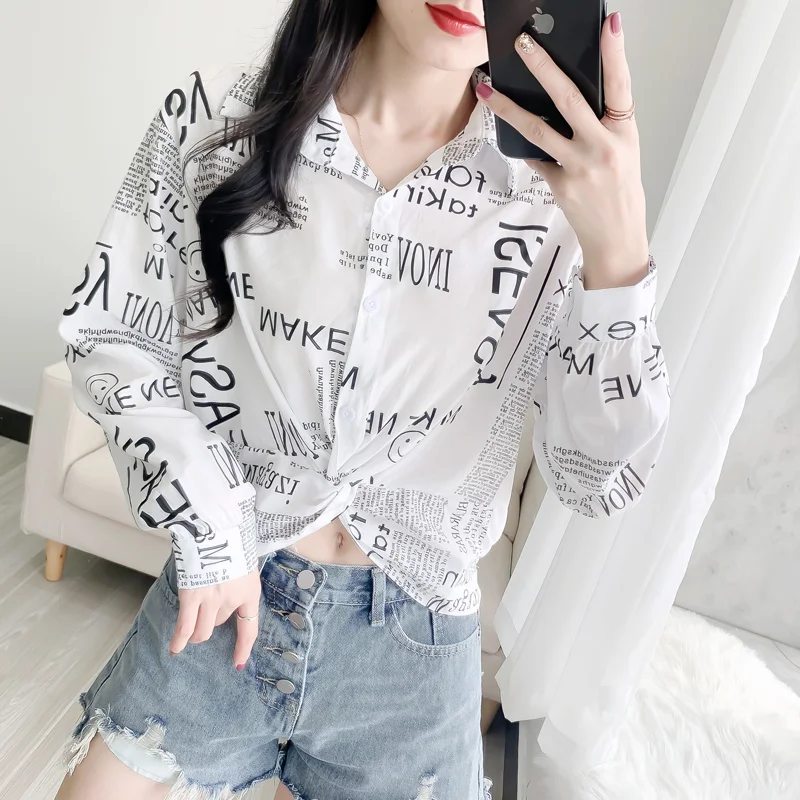 #8234 Yellow Blue Pink White Full Letters Printed Shirt Women Long Sleeves Harajuku Sunscreen Short Shirt Femme Slim Sexy Summer
#8234 Yellow Blue Pink White Full Letters Printed Shirt Women Long Sleeves Harajuku Sunscreen Short Shirt Femme Slim Sexy Summer