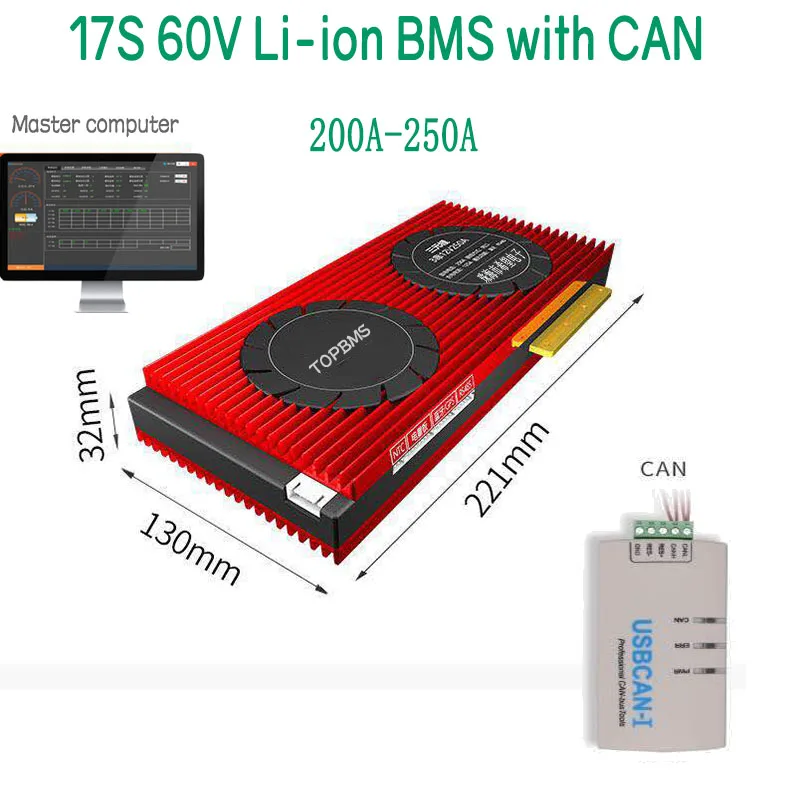 17 S 60V Li Ion BMS 200A250A с Bluetooth phone APP RS485 CANbus NTC UART GPS для литий ионных батарей 3 7 V