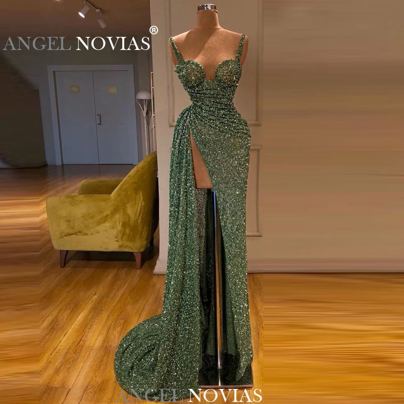 Sexy Green Glitters Evening Dresses 2020 with Straps for Women Floor Length Formal Evening Party Gowns 2019
Sexy Green Glitters Evening Dresses 2020 with Straps for Women Floor Length Formal Evening Party Gowns 2019
