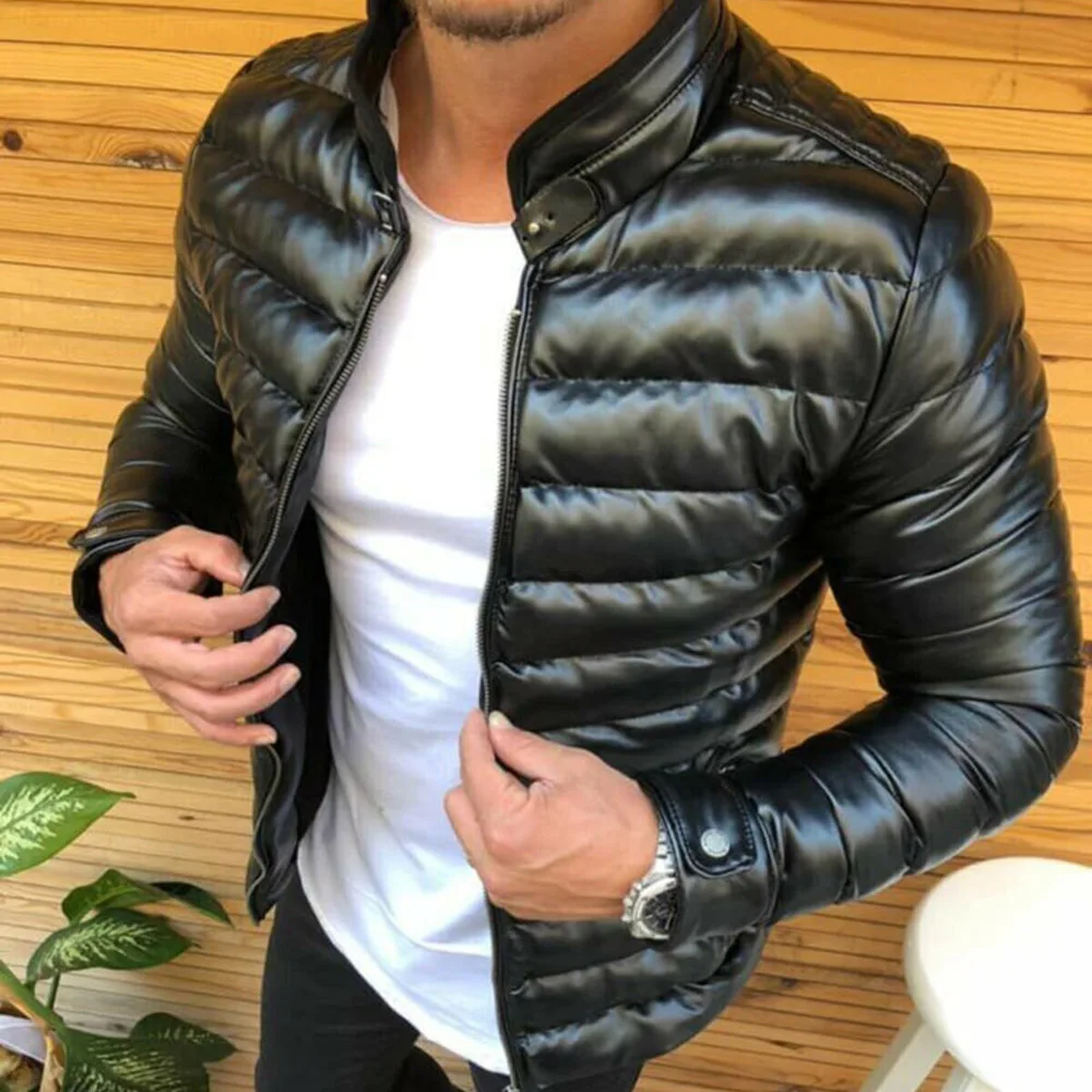 Winter Men Slim Fit Black Faux Leather Jackets Cool Man Fashion Design Zipper Casual Outwear Casual Streetwear PU Quilted Coats
Winter Men Slim Fit Black Faux Leather Jackets Cool Man Fashion Design Zipper Casual Outwear Casual Streetwear PU Quilted Coats