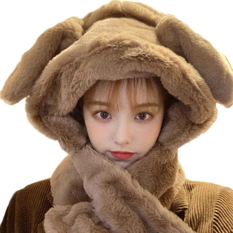 Women Cute Bunny Fluffy Plush Earflap Hat with Moving Jumping Rabbit Ears Thicken Warm Beanie Cap Neck Warmer Scarf
Women Cute Bunny Fluffy Plush Earflap Hat with Moving Jumping Rabbit Ears Thicken Warm Beanie Cap Neck Warmer Scarf