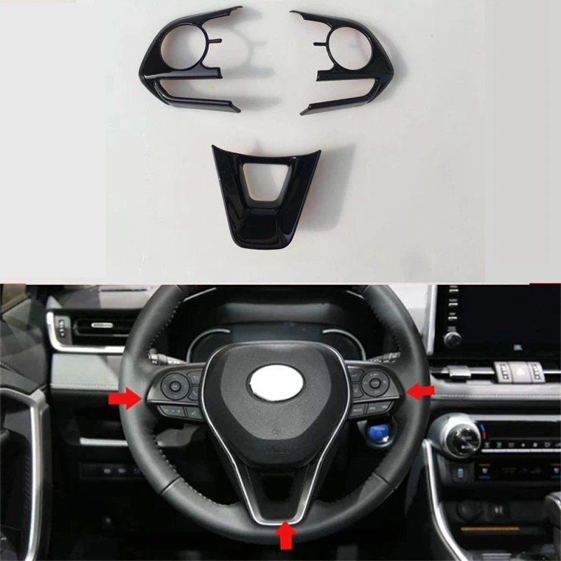 3pcs black Chrome Steering Wheel Decorative Sticker For TOYOTA RAV4 RAV 4 XA50 Corolla 2019 2020 Interior Accessories Styling 
3pcs black Chrome Steering Wheel Decorative Sticker For TOYOTA RAV4 RAV 4 XA50 Corolla 2019 2020 Interior Accessories Styling