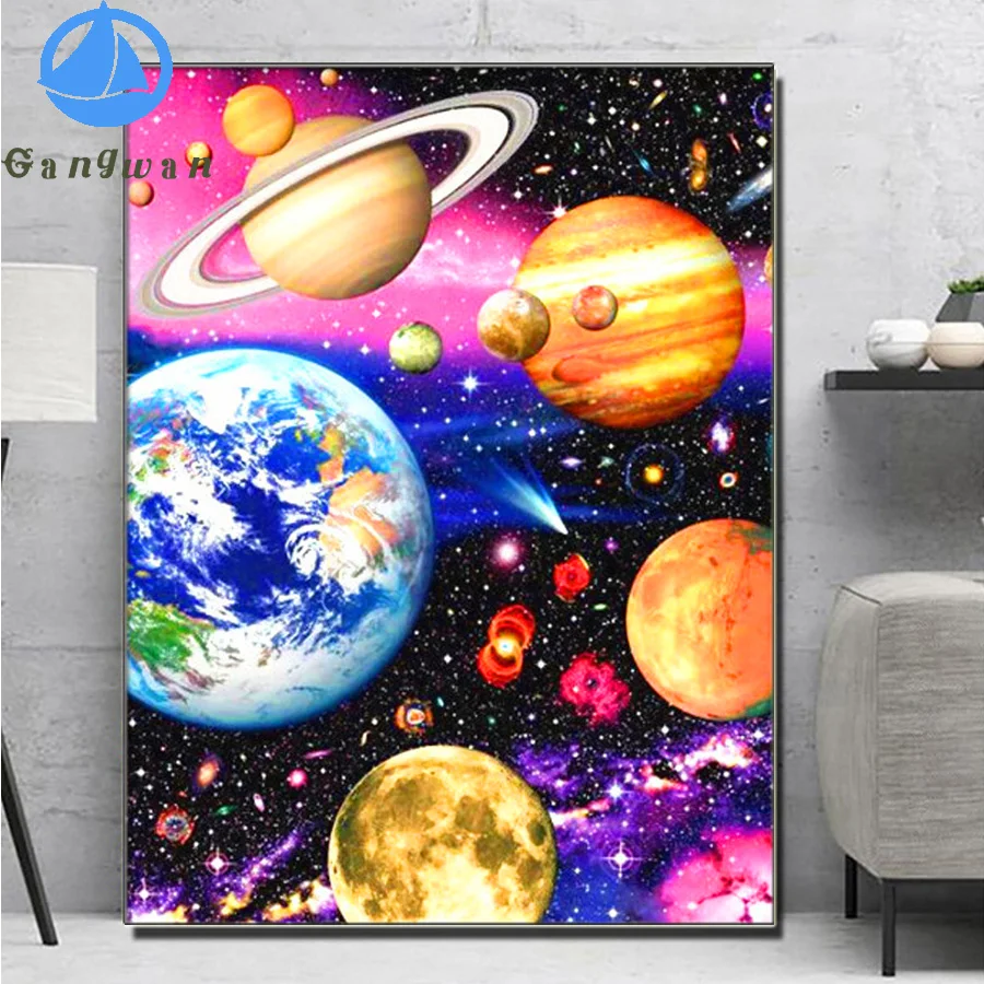 

Universe Scenery 5D DIY Diamond Painting Full Square Diamond Embroidery color Planet Cross Stitch Rhinestones Mosaic Kit decor