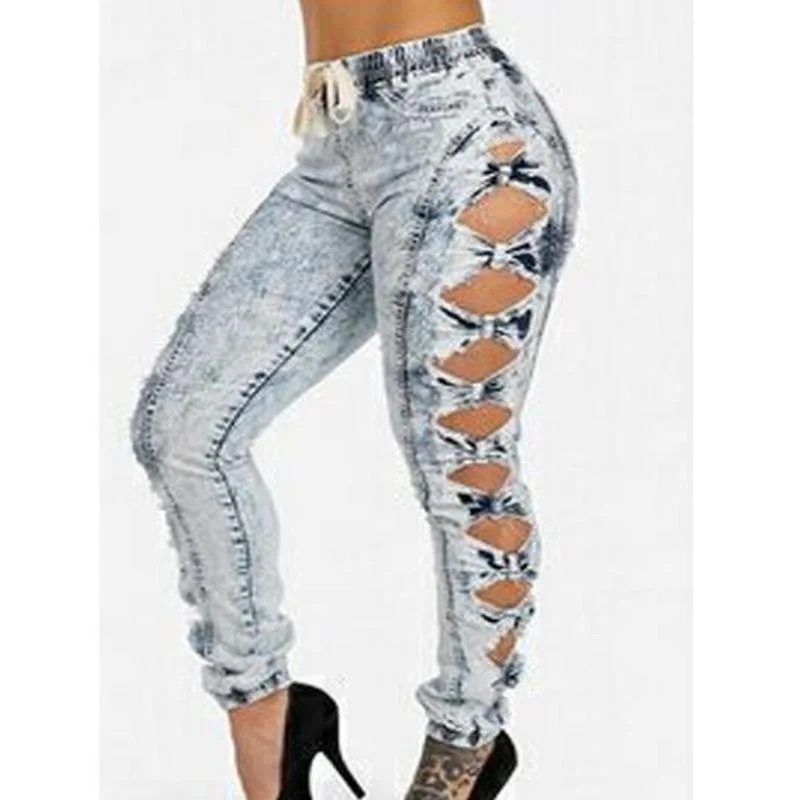 Sexy Skinny Pants Women 2021 Elastic Waist Jeans Vintage Hole Trousers Women Strappy Denim Casual Fashion Pantalones Vaqueros
Sexy Skinny Pants Women 2021 Elastic Waist Jeans Vintage Hole Trousers Women Strappy Denim Casual Fashion Pantalones Vaqueros