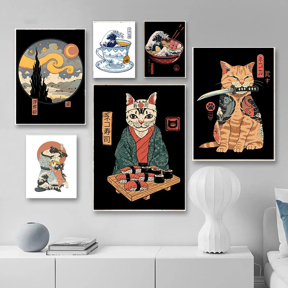 Japanese Samurai Cat Ramen Nostalgia Home Decor HD Quality Cartoon Painting Animal Posters Canvas Picture For Bedroom Wall Art
Japanese Samurai Cat Ramen Nostalgia Home Decor HD Quality Cartoon Painting Animal Posters Canvas Picture For Bedroom Wall Art