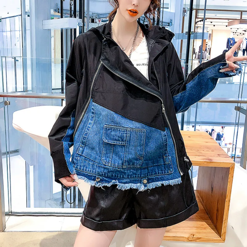 Patchowrk Jeans Jacket Women Long Sleeve Hooded 2021 Spring Womens Clothing Zipper Bomber Jackets Casual Coats Short XC192
Patchowrk Jeans Jacket Women Long Sleeve Hooded 2021 Spring Womens Clothing Zipper Bomber Jackets Casual Coats Short XC192