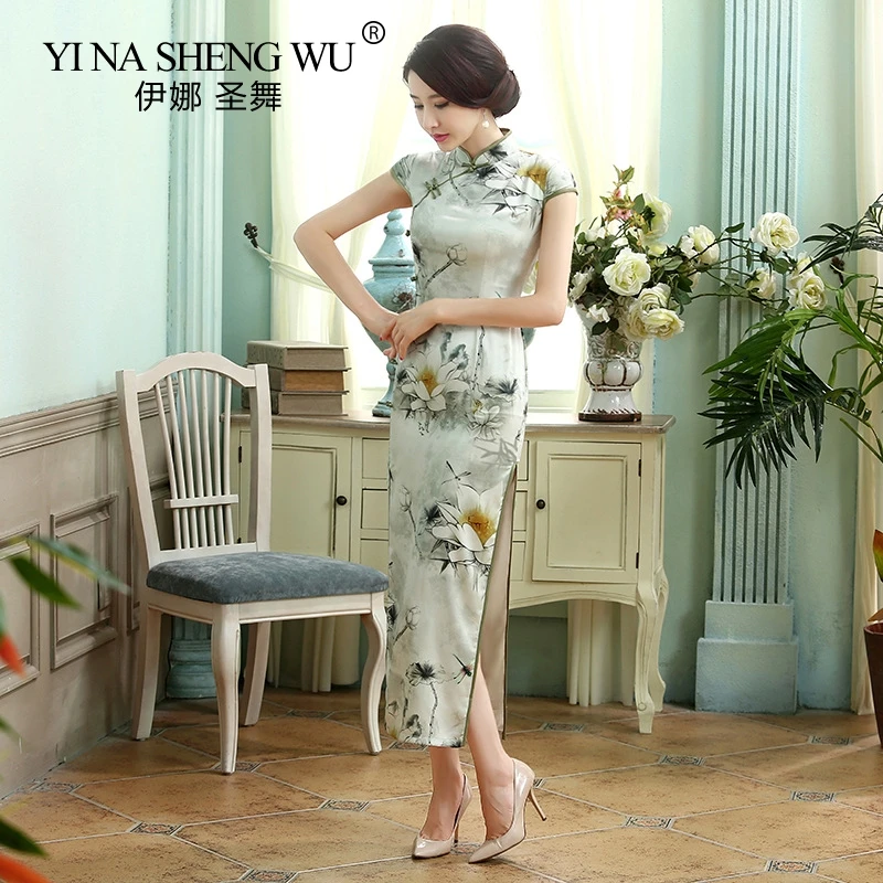 Женское длинное атласное платье-Ципао, в восточном стиле
Женское длинное атласное платье-Ципао, в восточном стиле