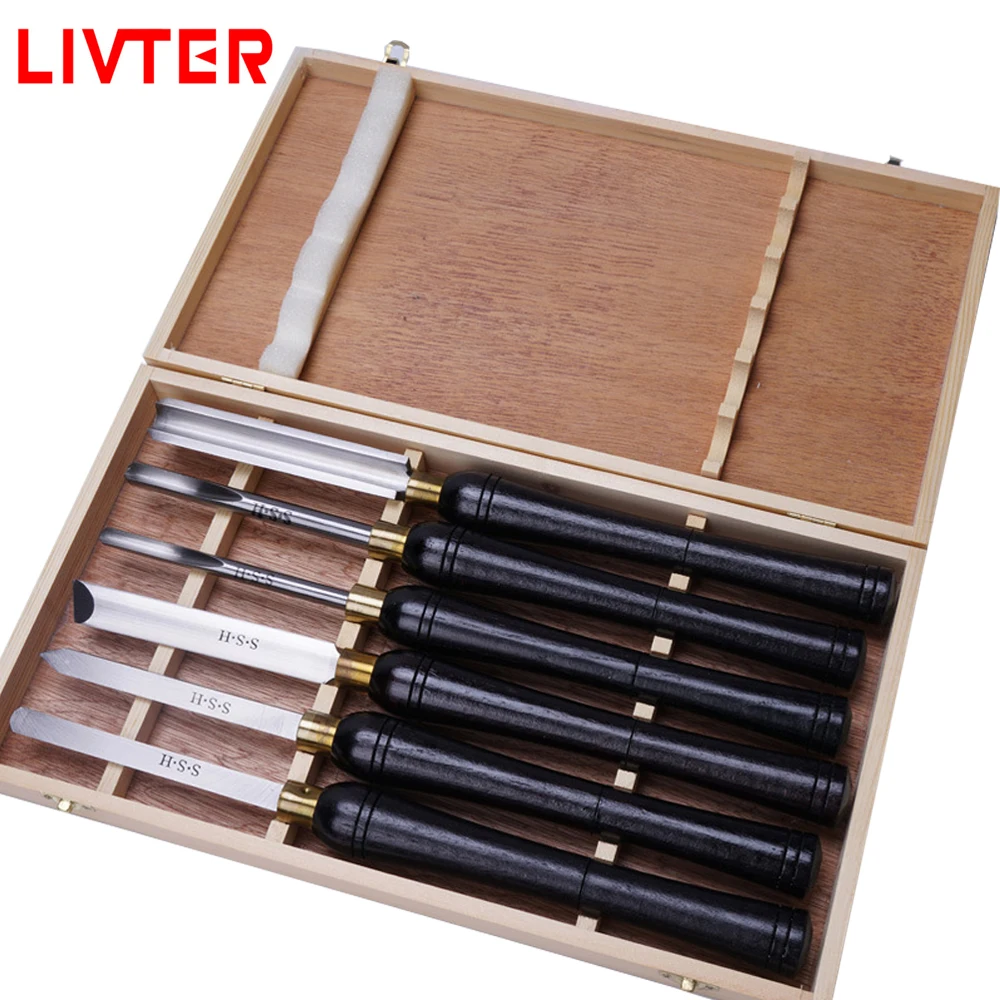 LIVTER 6pcs heavy duty sturdy hss wood chisel set woodworking carving knives hand tools for lathe turning machine
LIVTER 6pcs heavy duty sturdy hss wood chisel set woodworking carving knives hand tools for lathe turning machine
