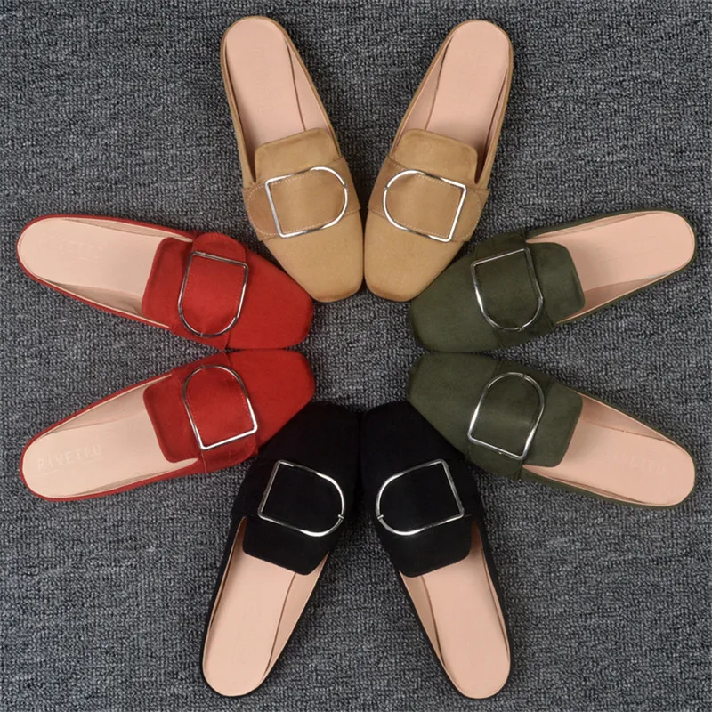 New Fashion Women Shoes Metal Square Buckle Mule Shoes Indoor Comfy Lazy Home Slippers Women slides Suede Leather Half Slippers
New Fashion Women Shoes Metal Square Buckle Mule Shoes Indoor Comfy Lazy Home Slippers Women slides Suede Leather Half Slippers