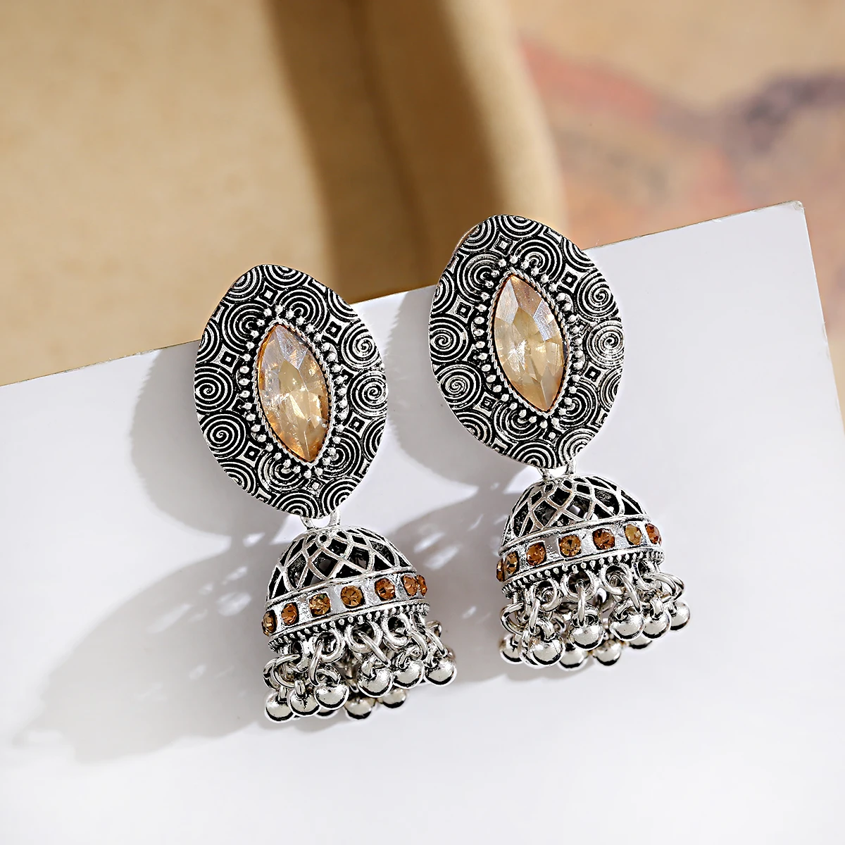 Афганские цыганские блестящие индийские серьги Jhumka для женщин серьги-подвески в