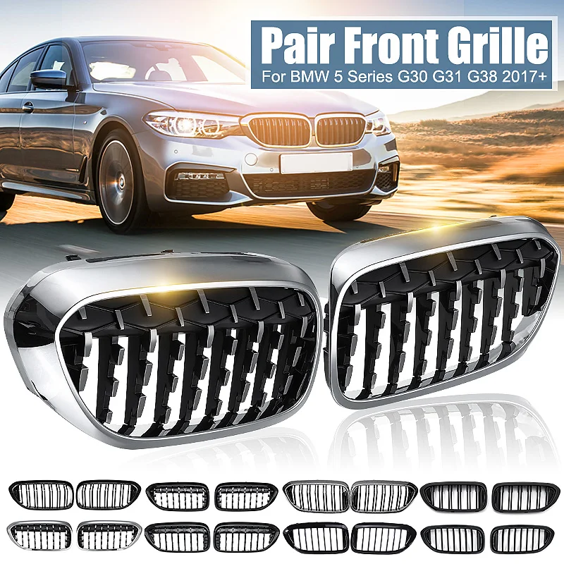 2PCS Front Bumper Kidney Grille Grill for BMW G30 G31 G38 5 Series 525I 530I 540I 550I 2017-2020 Black Double Line Kidney
2PCS Front Bumper Kidney Grille Grill for BMW G30 G31 G38 5 Series 525I 530I 540I 550I 2017-2020 Black Double Line Kidney