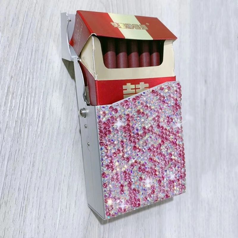 Shiny Rhinestone Automatic Cigarette Case 20 Sticks Metal Slim Portable Pressure-proof Cigarettes Diamond Storage Case For Women
Shiny Rhinestone Automatic Cigarette Case 20 Sticks Metal Slim Portable Pressure-proof Cigarettes Diamond Storage Case For Women