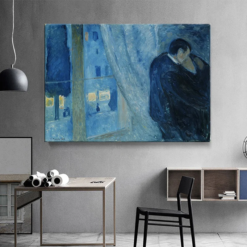 Edvard Munch Kiss by the window знаменитые картины на холсте репродукции абстрактные