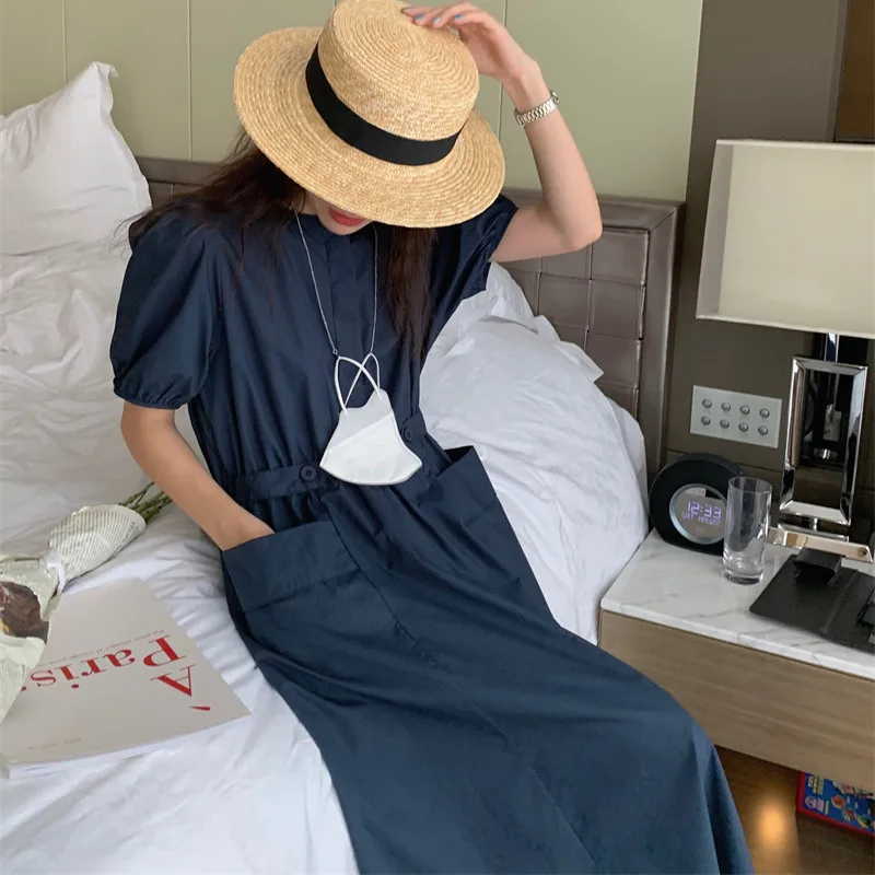 HziriP French Chic Fashion Vintage Solid Color O Neck Pocket Puff Sleeve Ladies Summer New 2021 Casual All-Match Sweet Dress
HziriP French Chic Fashion Vintage Solid Color O Neck Pocket Puff Sleeve Ladies Summer New 2021 Casual All-Match Sweet Dress