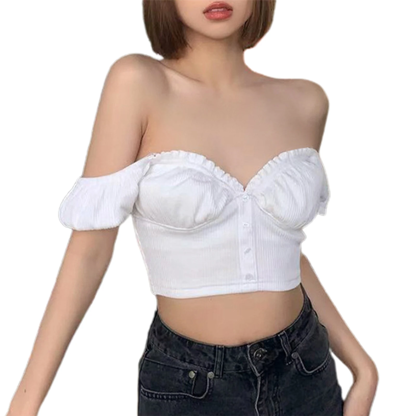 Women Fashion Short Sleeve Solid Color Tops Stylish Off Shoulder Crop Top for Ladies
Women Fashion Short Sleeve Solid Color Tops Stylish Off Shoulder Crop Top for Ladies
