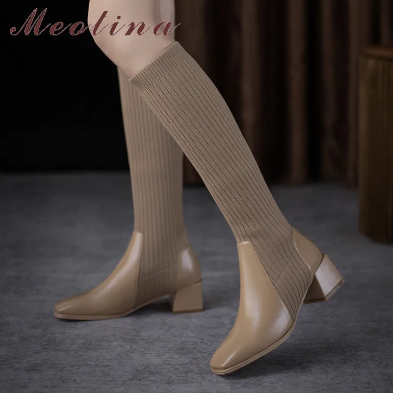 Meotina High Heel Women Boots Knee High Boots Chunky Heel Slim Stretch Shoes Square Toe Female Long Boots Autumn Winter Brown 43
Meotina High Heel Women Boots Knee High Boots Chunky Heel Slim Stretch Shoes Square Toe Female Long Boots Autumn Winter Brown 43