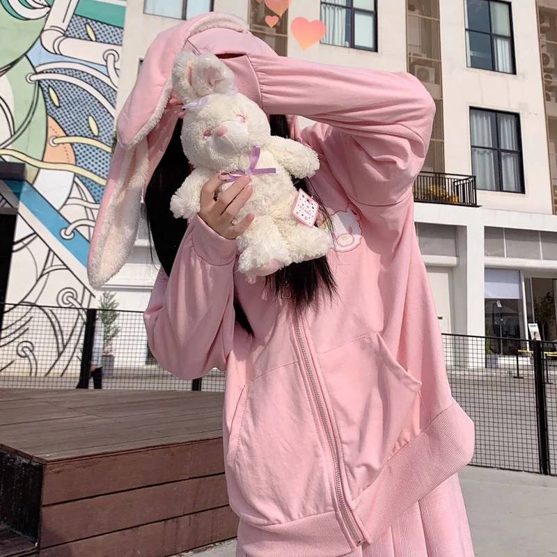 Autumn Japanese Cute Bear Women Harajuku Preppy Style Thin Coat Soft Girl Kawaii Rabbit Ears Hoodie Sweatshirt Zipper Jacket Y2k
Autumn Japanese Cute Bear Women Harajuku Preppy Style Thin Coat Soft Girl Kawaii Rabbit Ears Hoodie Sweatshirt Zipper Jacket Y2k
