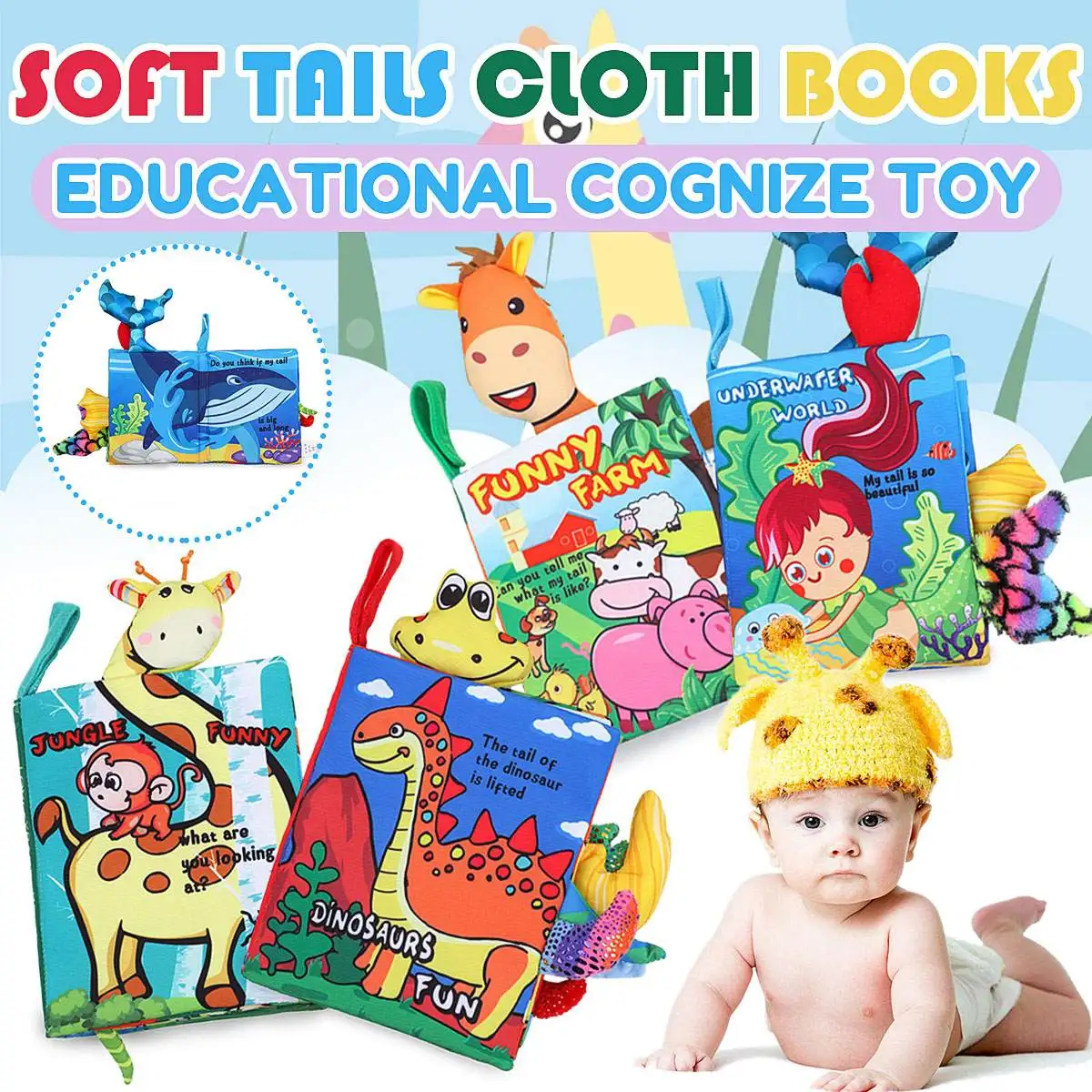 

4 типа детская книга из ткани для детей раннего обучения тканевая книга с хвостами родитель-ребенок интерактивные Бумага головоломки из тка...