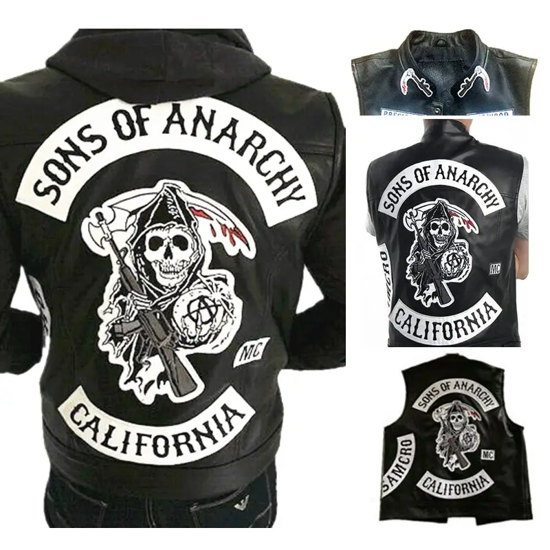 2019 куртка без рукавов в стиле панк для мотоциклетных клубов Sons of Anarchy черный жилет
