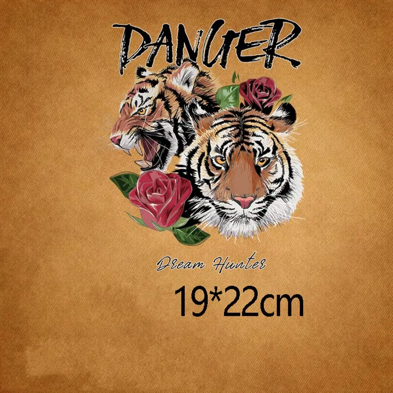 19x22cm Rose flower tiger Iron on Patches For DIY Heat Transfer Clothes T-shirt Thermal transfer stickers Decoration Printing
19x22cm Rose flower tiger Iron on Patches For DIY Heat Transfer Clothes T-shirt Thermal transfer stickers Decoration Printing