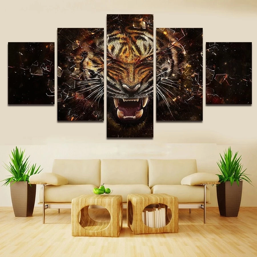Poster HD Printed Painting 5 Panel Animal Tiger Canvas Home Decor Wall Art Pictures Modular Modern Style For Living Room Framed
Poster HD Printed Painting 5 Panel Animal Tiger Canvas Home Decor Wall Art Pictures Modular Modern Style For Living Room Framed