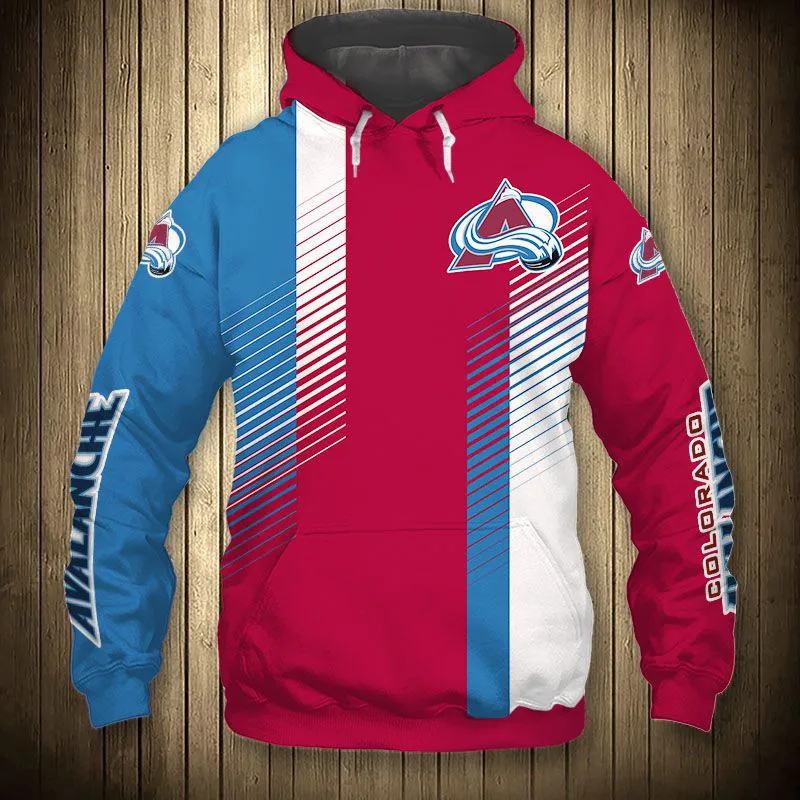 Blue red stripes stitching mini snow mountain print sweatshirt Colorado men's casual Avalanche hoodie
Blue red stripes stitching mini snow mountain print sweatshirt Colorado men's casual Avalanche hoodie