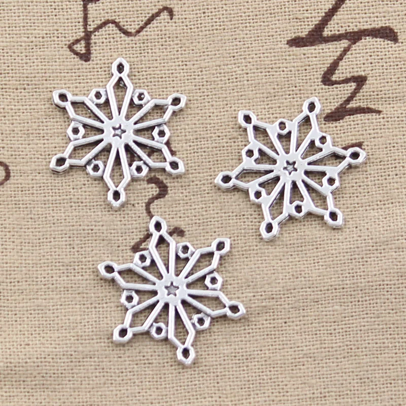 20pcs Charms Snow Snowflake 25x25mm Antique Silver Color Pendants DIY Necklace Crafts Making Findings Handmade Tibetan Jewelry
20pcs Charms Snow Snowflake 25x25mm Antique Silver Color Pendants DIY Necklace Crafts Making Findings Handmade Tibetan Jewelry