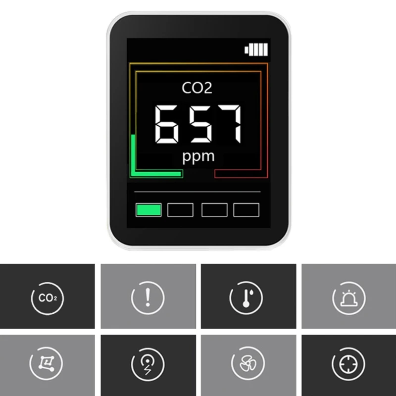 CO2 Air Quality Monitor Gas Tester Detector Analyzer Carbon Dioxide Meter with Temperature Humidity Display 400-5000PPM
CO2 Air Quality Monitor Gas Tester Detector Analyzer Carbon Dioxide Meter with Temperature Humidity Display 400-5000PPM