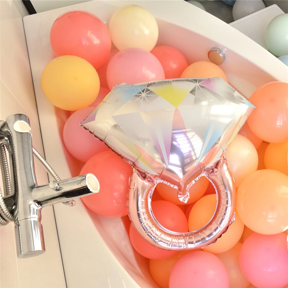 

Розовое кольцо с бриллиантами, фольгированный воздушный шар, Свадебный декор для свадебного торжества, помолвки, Дня Святого Валентина, акс...