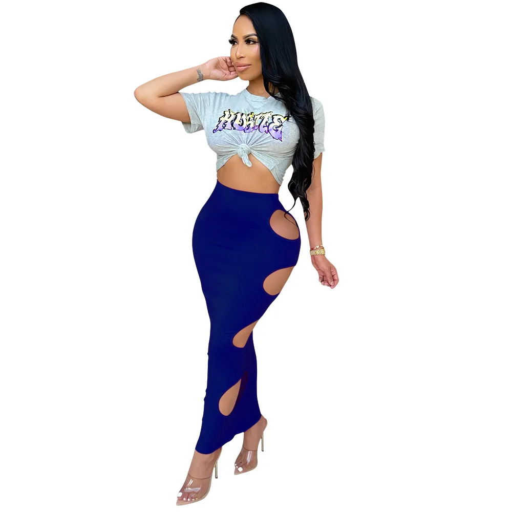 RStylish 2021 Summer Outfits Fashion Letter Printed Short Sleeve T-Shirt Hole Hollow Out Long Skirt Party Streetwear 2 Piece Set
RStylish 2021 Summer Outfits Fashion Letter Printed Short Sleeve T-Shirt Hole Hollow Out Long Skirt Party Streetwear 2 Piece Set
