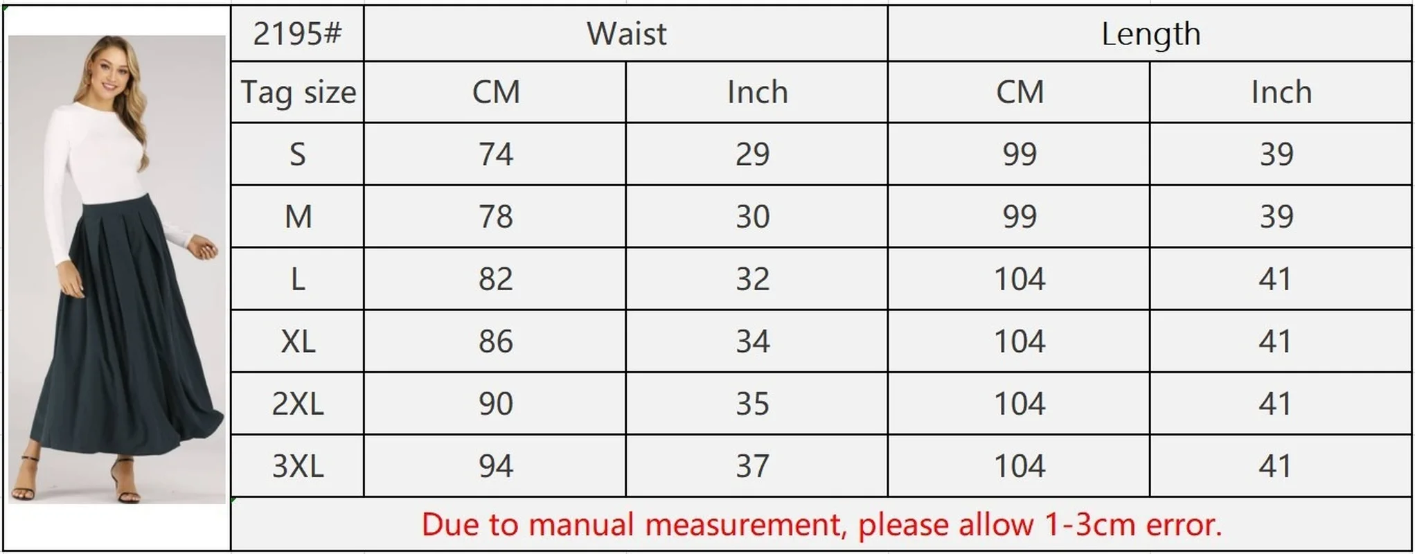 Donsignet Women Skirt Fashion Casual Pleated Skirt Solid Color Commute Plus Size A-Line Ankle-Length Woman Skirts
Donsignet Women Skirt Fashion Casual Pleated Skirt Solid Color Commute Plus Size A-Line Ankle-Length Woman Skirts