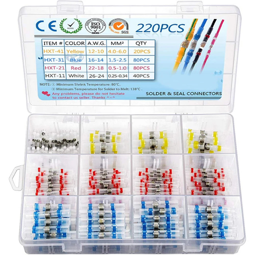 Heat Shrink Butt Crimp Connectors-640/300pcs Heat Shrink Connectors Waterproof Solder Wire Connector & Electrical adapter
Heat Shrink Butt Crimp Connectors-640/300pcs Heat Shrink Connectors Waterproof Solder Wire Connector & Electrical adapter