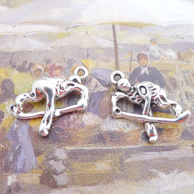 

6 шт./лот 17*21 мм катание на лыжах Шарм в античном стиле серебристого цвета металлическая подвеска для ожерелья Браслет цепочка для ключей "сд...