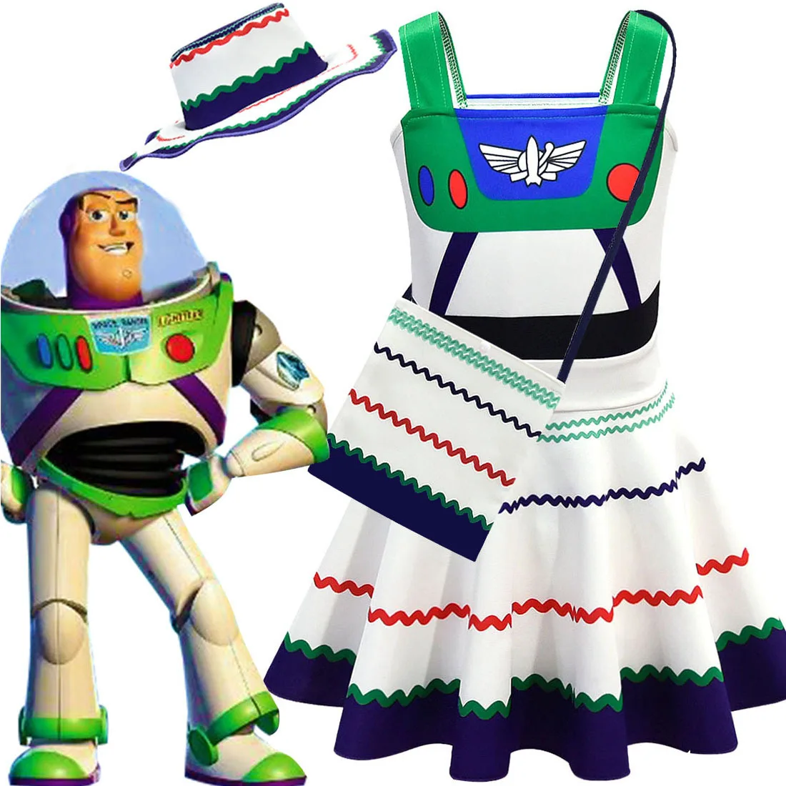 Buzz Lightyear Cosplay Costume Girls Dress Children Sling Skirt Cute Skirt For Prom Festival
Buzz Lightyear Cosplay Costume Girls Dress Children Sling Skirt Cute Skirt For Prom Festival