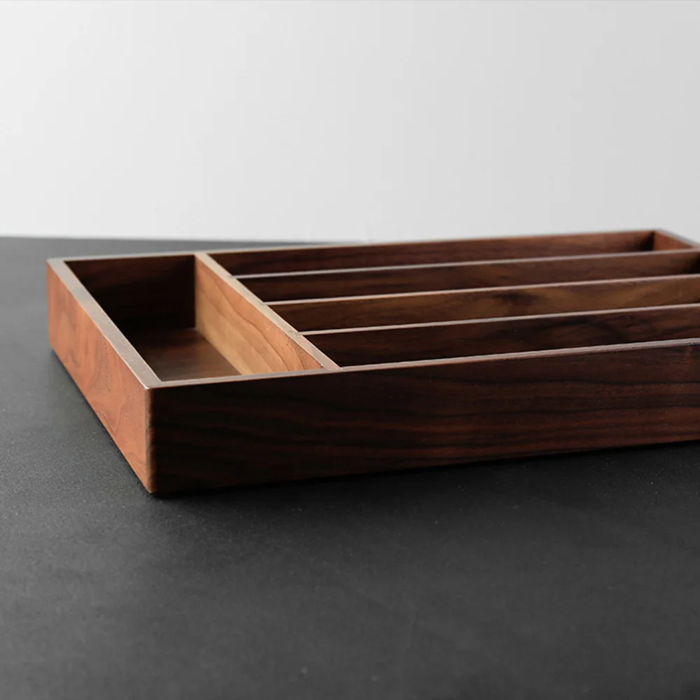 Black Walnut Western-style Drawer Type Cutlery Storage Box Desktop Wood Storage Tray Tableware Organizer - 35.8x26x4.6cm ( 
Black Walnut Western-style Drawer Type Cutlery Storage Box Desktop Wood Storage Tray Tableware Organizer - 35.8x26x4.6cm (
