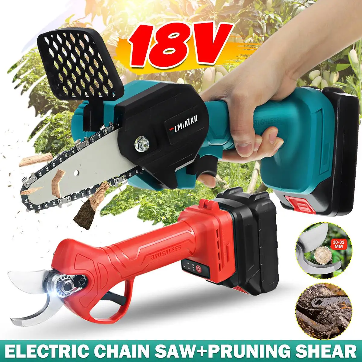2400W 4 Inch 18V Mini Electric Chain Saw With 2PC Battery Woodworking Pruning One-handed Garden Tool Rechargeable
2400W 4 Inch 18V Mini Electric Chain Saw With 2PC Battery Woodworking Pruning One-handed Garden Tool Rechargeable