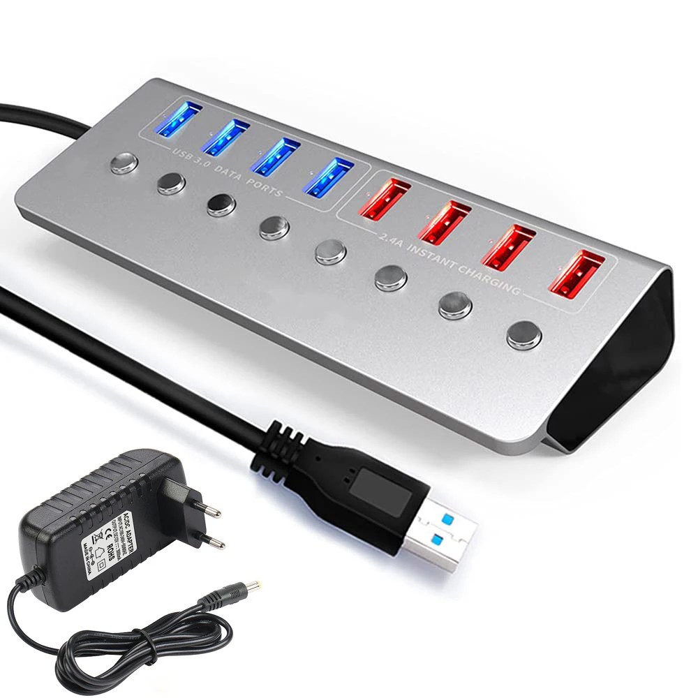 USB 3.0 HUB 8 Ports USB Extension On/Off Switches 15W Adapter Support Splitter For iPad MacBook Pro Computer With Power Adapter
USB 3.0 HUB 8 Ports USB Extension On/Off Switches 15W Adapter Support Splitter For iPad MacBook Pro Computer With Power Adapter