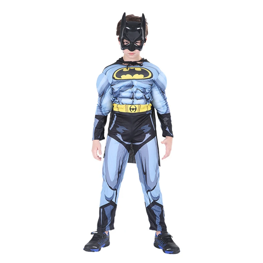 

Bat Man Cosplay Anime Figure Superhero Halloween Costumes for Kids Muscle Jumpsuits Masquerade Carnival Clothes Party Dresses