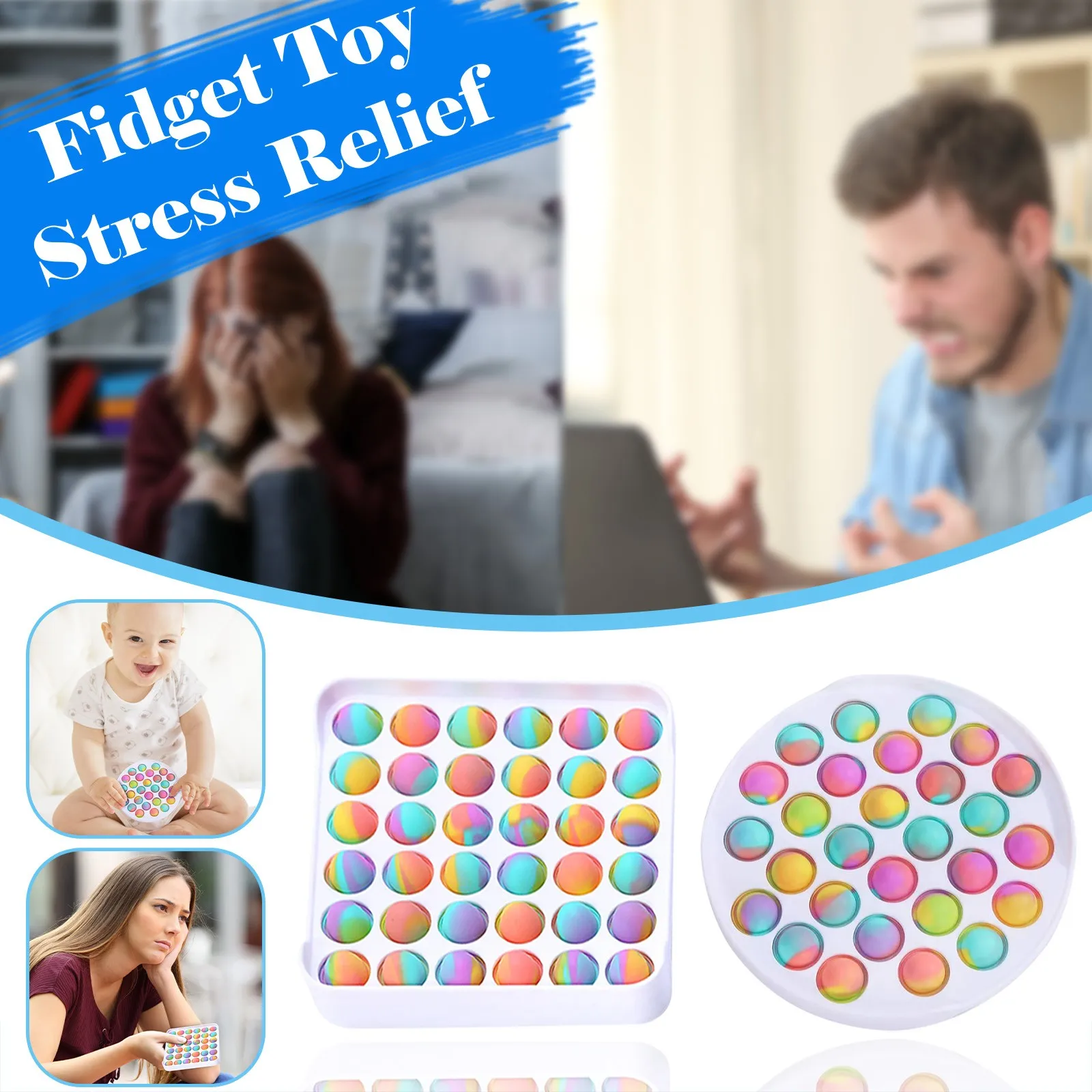 2pc Push Bubble Autism New Fidget Toys Special Needs Stress Reliever Helps Relieve Stress And Increase Focus Squeeze Toys
2pc Push Bubble Autism New Fidget Toys Special Needs Stress Reliever Helps Relieve Stress And Increase Focus Squeeze Toys