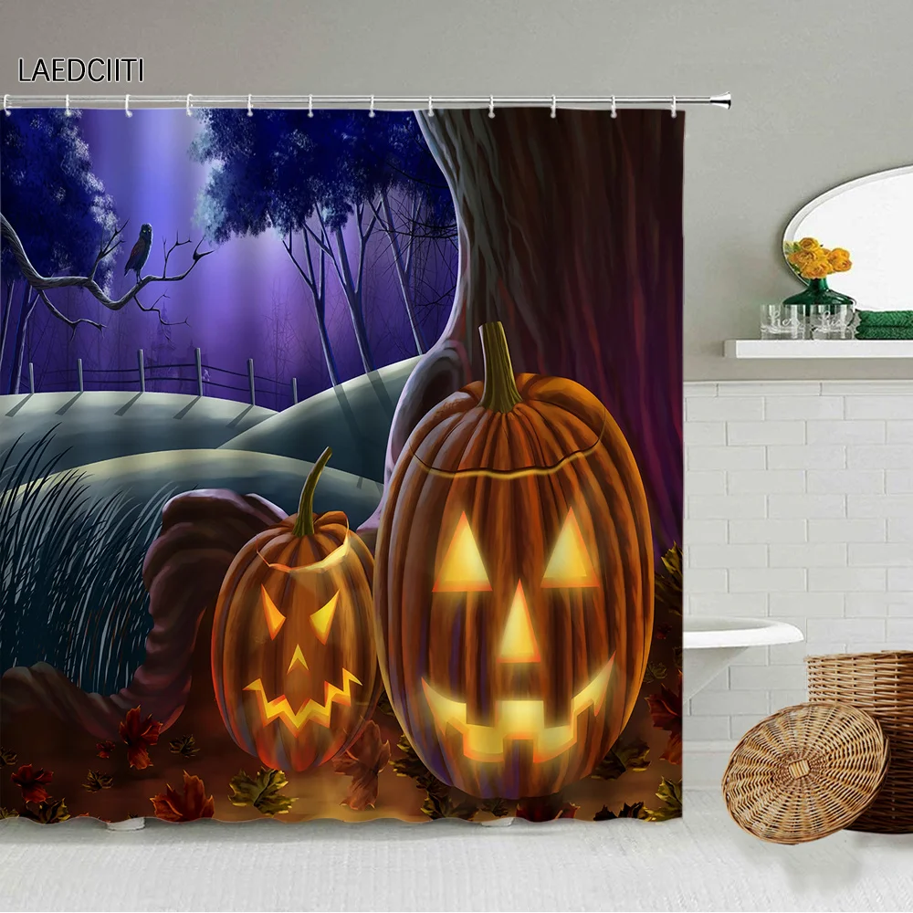 Halloween Shower Curtain Pumpkin Horror Forest Night View Bathroom Accessories Decor With Hook Hanging Waterproof Cloth Screen
Halloween Shower Curtain Pumpkin Horror Forest Night View Bathroom Accessories Decor With Hook Hanging Waterproof Cloth Screen