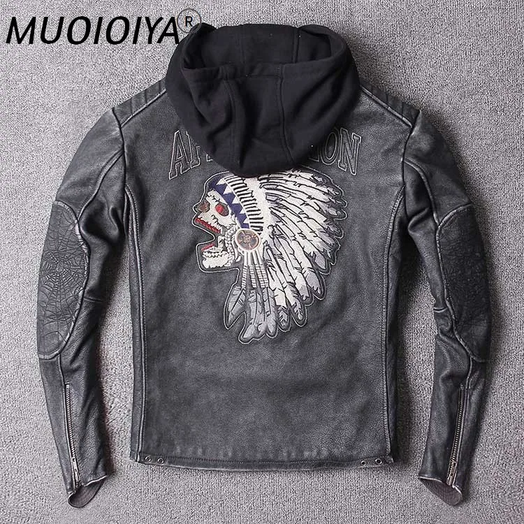 2021 Men Vintage Gray Motorcycle Genuine Leather Jacket 3D Indian Embroidery Thick Cowhide Slim Fit Biker Leatehr Jackets
2021 Men Vintage Gray Motorcycle Genuine Leather Jacket 3D Indian Embroidery Thick Cowhide Slim Fit Biker Leatehr Jackets