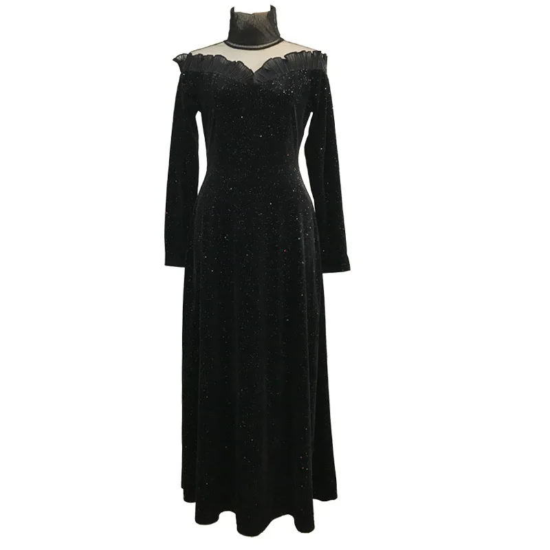 New Fashion High Quality Large Women Winter Dress Sexy High End Temperament Dinner Party Ankle-length Lace Plus Size L-4XL 5XL 
New Fashion High Quality Large Women Winter Dress Sexy High End Temperament Dinner Party Ankle-length Lace Plus Size L-4XL 5XL