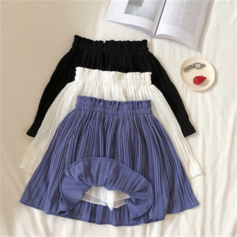 2021 Spring Summer Korean Chiffon Pleated Mini Skirt Womens High Waist Skirt Pants Sweet Ladies Elastic Waist Slim Skirts
2021 Spring Summer Korean Chiffon Pleated Mini Skirt Womens High Waist Skirt Pants Sweet Ladies Elastic Waist Slim Skirts
