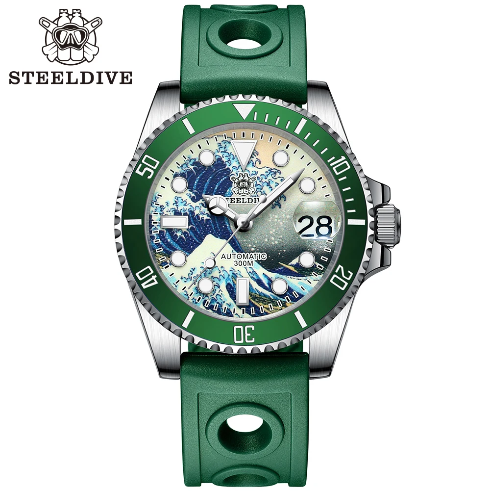 STEELDIVE Men's Diving Watch Sapphire Kanagawa Luminous Dial Ceramic 300M Water Resistance NH35A Automatic Movement Male Relogio
STEELDIVE Men's Diving Watch Sapphire Kanagawa Luminous Dial Ceramic 300M Water Resistance NH35A Automatic Movement Male Relogio