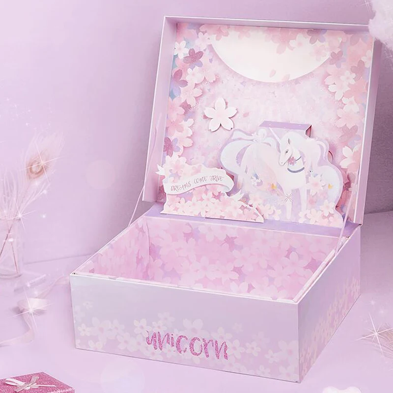 Dreamly 3d подарочная коробка высокого класса розовый цветок вишни магазин Единорог
