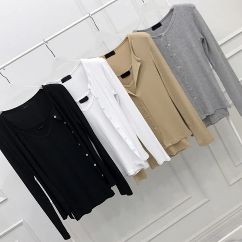 two pieces set vest cardigan T-shirt 2 pieces suits Autumn T Shirt Women Casual Female Tee Ladies Tops Solid cotton Sexy slim
two pieces set vest cardigan T-shirt 2 pieces suits Autumn T Shirt Women Casual Female Tee Ladies Tops Solid cotton Sexy slim