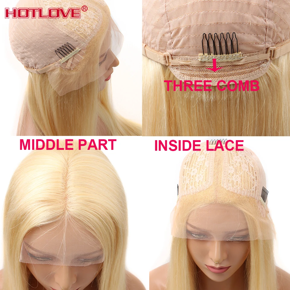 613 Honey Blonde Lace Part Front Human Hair Wigs Malaysian Body Wave 13x1 Transparent Frontal 150% Remy | Шиньоны и парики